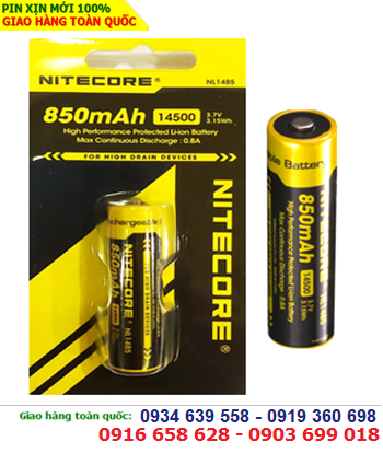 Nitecore NL1485 (14500); Pin sạc 3.7v AA850mAh Lithium Nitecore NL1485 (3.15Wh)
